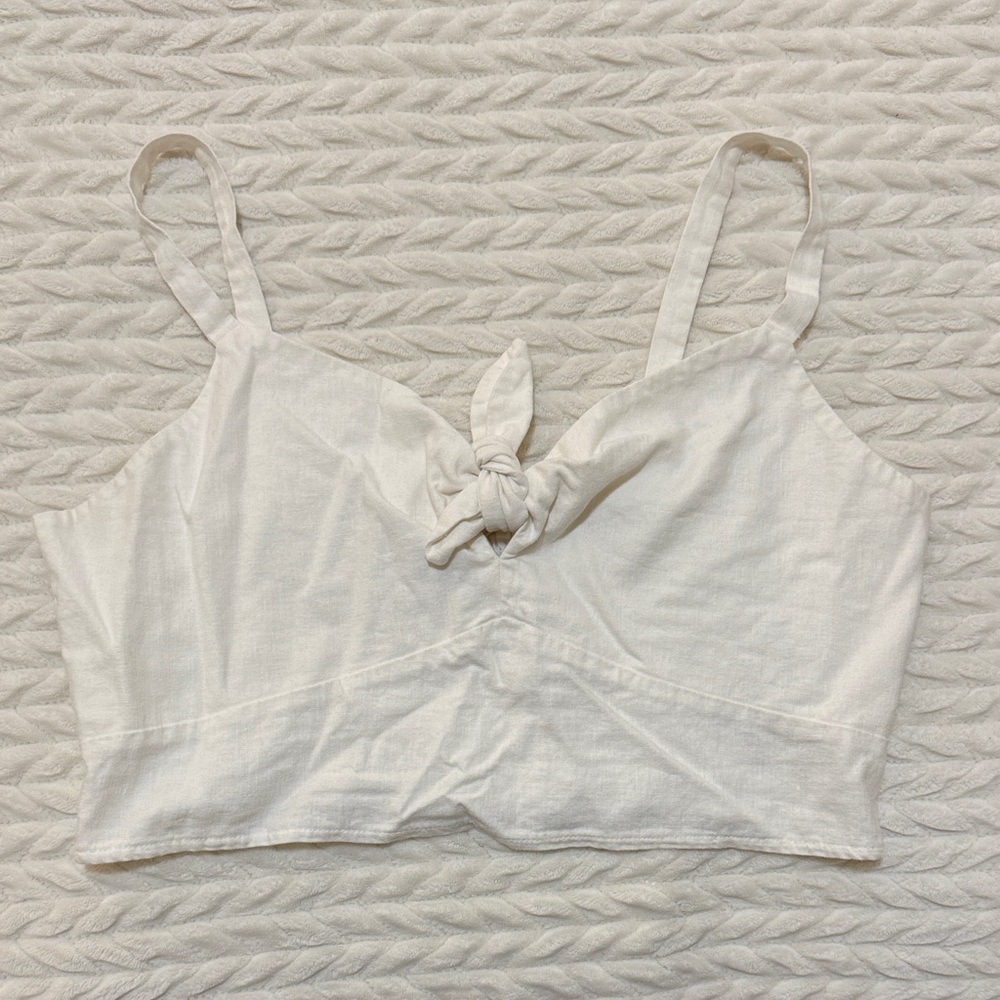 White Knotted Crop Top